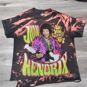 Jimi Hendrix Graphic T-Shirt - Black and Pink